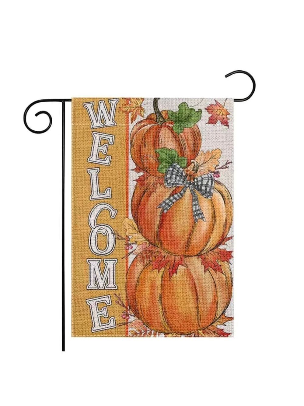 Double Sided Welcome Pumpkin Fall Garden Flag Decor